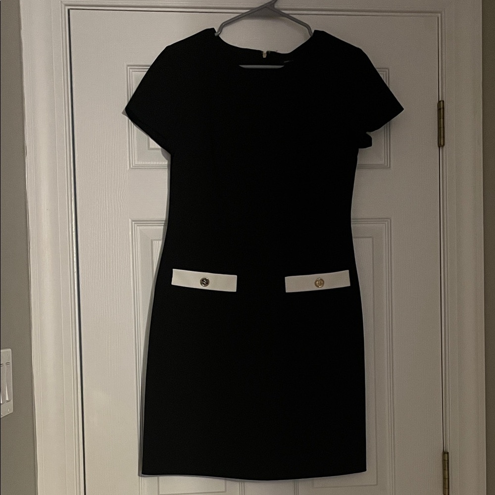 Classic Black Dress with white Accents